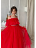 Red Tulle Flower Girl Dress Christmas Party Dress